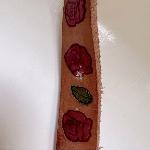 Western Belt Stamped Leather Personalized Margine Roses Cowgirl Rodeo Size XL - Picture 8 of 9